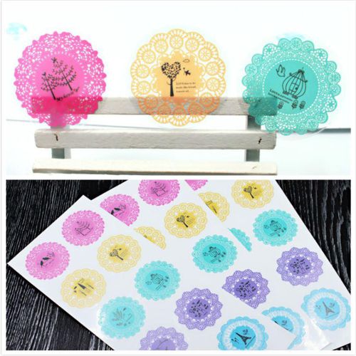 2pcs 5 colors Lace Transparent Cute Kawaii Decoration Stickers