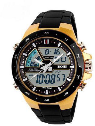 Skmei Sport Wrist Watch - Gold & Black
