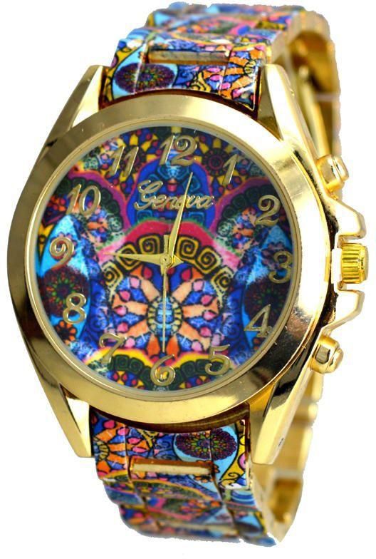 Geneva Stainless Steel Watch - Multicolor