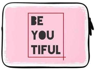 Be You Tiful Water Resistant Sleeve For Apple MacBook 15 Inch Baby Pink/ Black