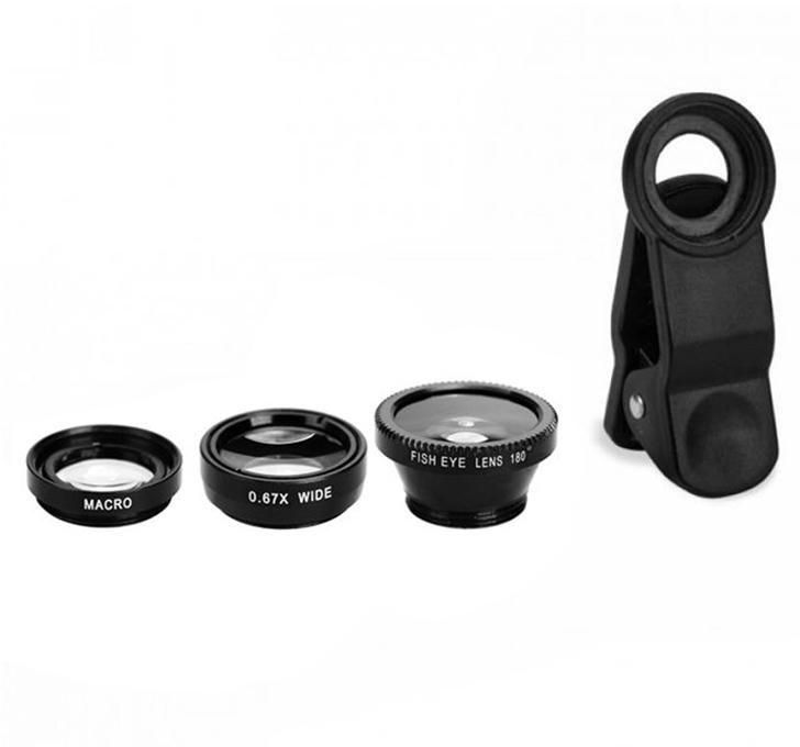 Margoun Universal 3 in 1 Lens kit for mobile phone / notebook pc / iPad - fisheye, Macro Wide Angle Lens Universal Clip, Snap clear photos of miniature objects with the macro lens, easily attach to your devices camera lens stk01 - Black