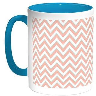 Zigzag Lines Printed Coffee Mug Turquoise/White 11ounce