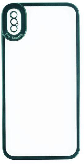 IPHONE XS MAX - Protective Clear Silicone Cover With Colored Frame (Dark Green)
