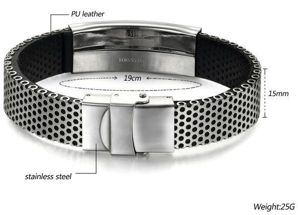 Titanium Leather Bracelet for Unisex