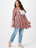 Plus Size Plaid Ruched Bust Curved Hem Tunic Tee - 1x