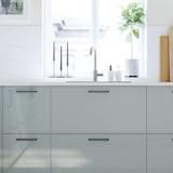 METOD High cabinet w shelves/wire basket, white/Kallarp light grey-blue, 60x60x200 cm - IKEA