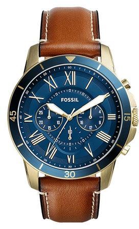 ساعة يد كرونوغراف مقاومة للماء طراز FS5268 - مقاس 44 مم - لون بني للرجال
