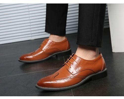 Generic Fashion Oxford Business Men Shoes Genuine Leather High Quality Soft Casual slip on boot -brown