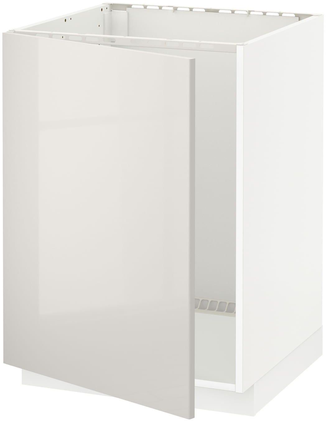 METOD Base cabinet for sink - white/Ringhult light grey 60x60 cm