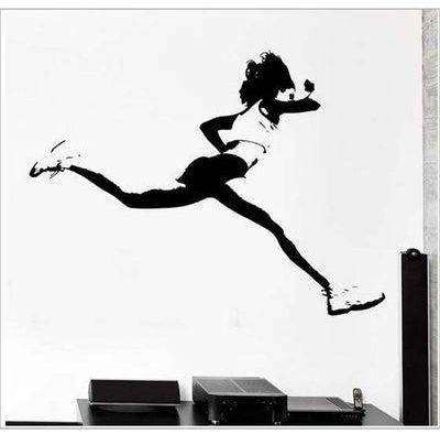 ملصق جداري بتصميم فتاة تركض أسود/ أبيض 60x80سم