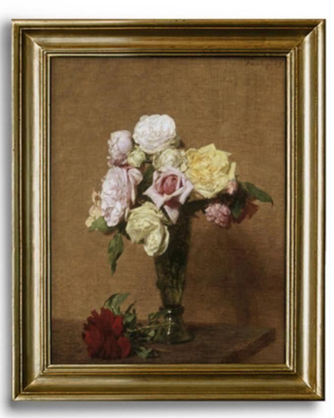 Square Art Gallery 022 Printed Flowers Painting With Oxide Frame - Multicolor