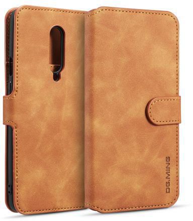 DG.MING Retro Oil Side Horizontal Flip Case For OnePlus 7 Pro, With Holder & Card Slots & Wallet (Brown)