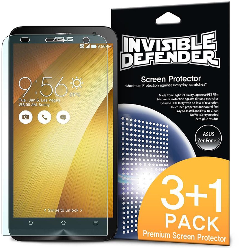 Rearth Invisible Defender Perfect Touch HD Screen Protector Film (4 Pack) for Asus Zenfone 2