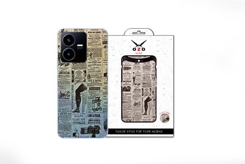 OZO Skins Ozo Ray skins Transparent Magazine Print Style (SV504MPS) (Not For Black Phone) For Vivo Y22