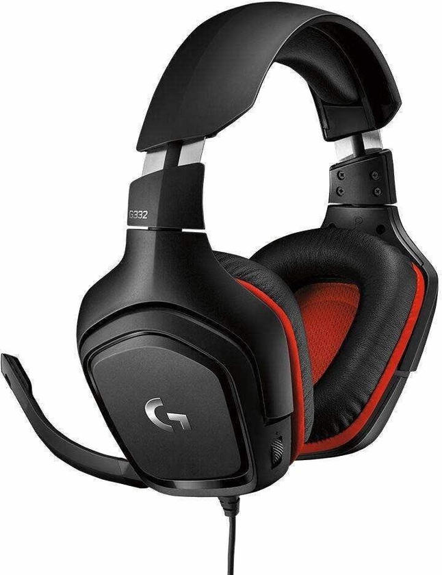 Logitech G332 Stereo Gaming Headset, Black/Red