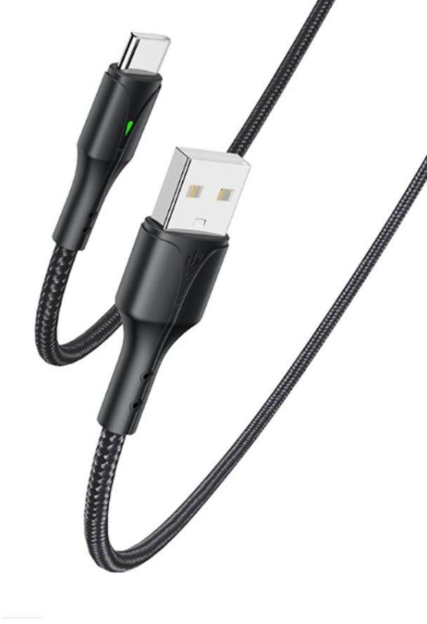 Yesido CA97 2.4A USB to Type-C Braided Charging Data Cable with Indicator Light, Length:1.2m(Black)