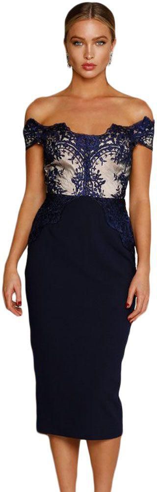 Dark Blue Mixed Materials Special Occasion Dress For Women