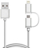 2in1 Micro Lightning Classic White USB Charging Cable Fast charge and Sync
