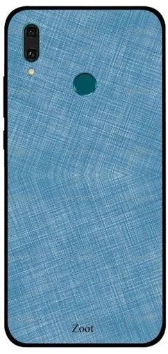 غطاء حماية واقٍ بطبعة من الجلد لهاتف هواوي Y9 2019 بلون أزرق أزرق
