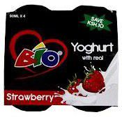 Bio Yoghurt With Real Strawberry 90 ml 4 Pieces