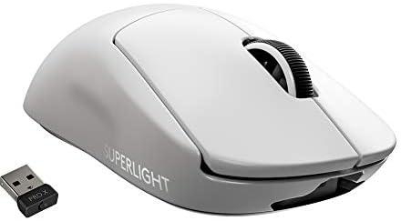 Logitech G PRO X SUPERLIGHT Wireless Gaming Mouse, HERO 25K Sensor, Ultra-light with 63g, 5 Programmable Buttons, 70 hours Battery Life, Zero Additive PTFE Feet, PC/Mac - White