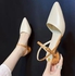 Fashion Ladies Sandals Pointed Toes Shoes. CREAM