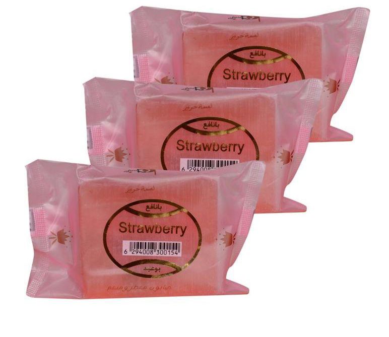 Buabed Banafa S trawberry Fragrance Soap, 80 g, Set of 3 Soaps