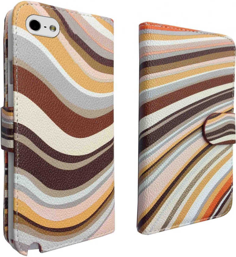 Margoun Apple iphone 5 5S Book type flip case cover Rainbow brown