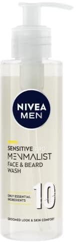 Nivea Men Sensitive Pro Menmalist Face and Beard Wash, Cleansing Men's Face Wash, 10 Essential Ingredients to Gently Remove Dirt and Oils, 200 ml