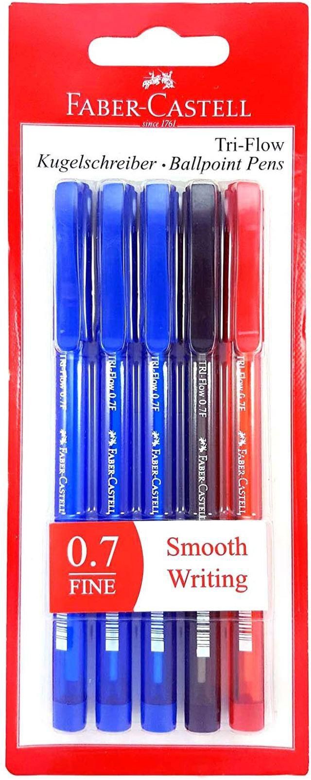Faber-Castell Tri-Flow Fine Ballpoint Pen Multicolour 0.7mm 5 PCS