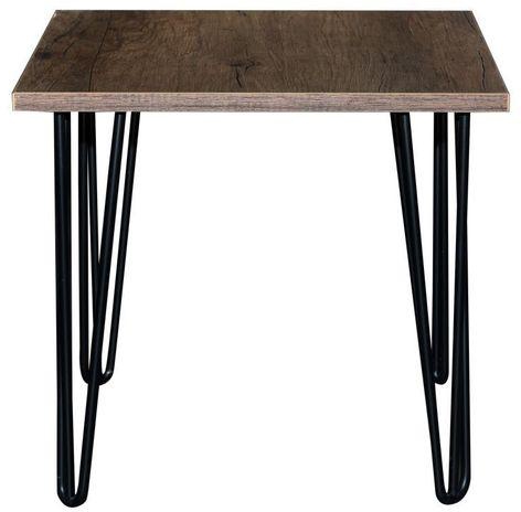 Hub Furniture طاولة جانبية بني بأرجل معدنية
