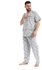Shorto 2286 - Classic Printed Pajama Set - Grey / Multicolored