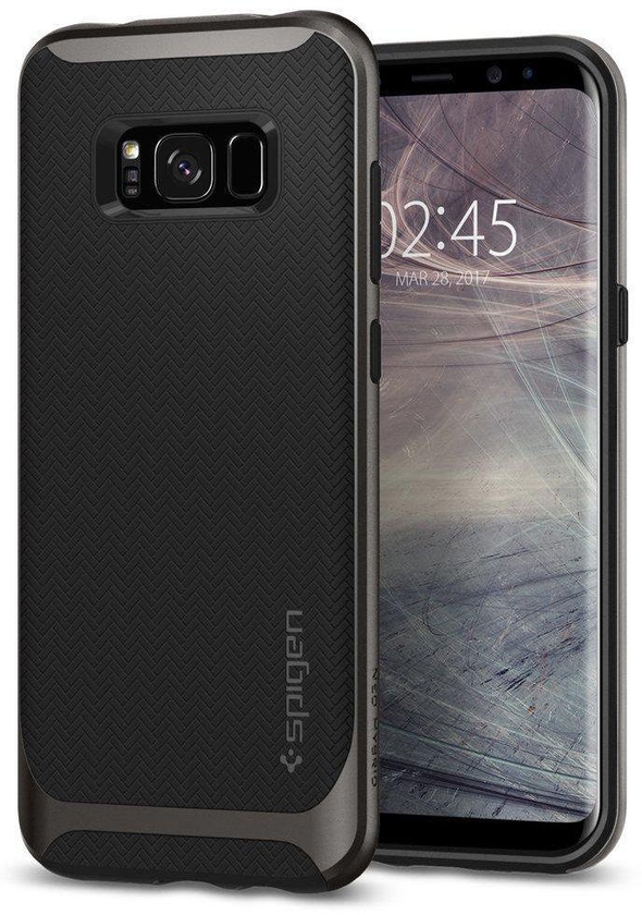 Galaxy S8 Case, Spigen Neo Hybrid with Flexible Inner Protection and Reinforced Hard Bumper Frame Gunmetal