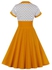 فستان أنيق بطبعة منقطة أصفر خردلي/أبيض/أسود