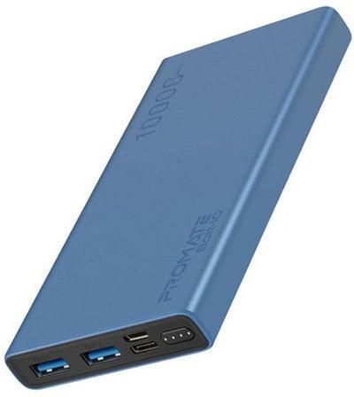 10000.0 mAh Compact Smart Charging Power Bank With Dual Usb Output Blue