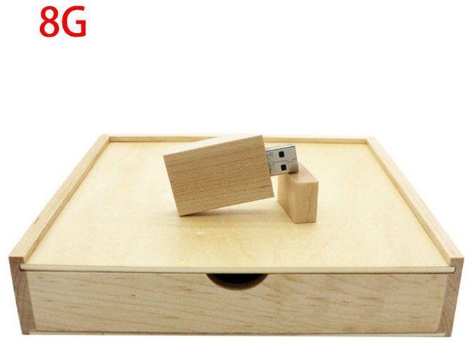 Generic OR Maple Wood Photo Album Box USB Flash Drive Photography Wedding Storage Device Beige