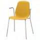 Chair with armrests, dark yellow/Dietmar chrome-plated