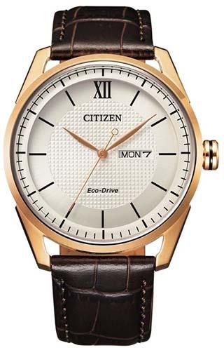 CITIZEN AW0082-19A MEN’S ECO-DRIVE RADIO RECEPTION SIZE BROWN LEATHER WATCH - Large