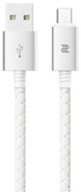 Original Rock Space Metal & Leather MicroUSB Cable (White)