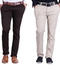2 In 1 Men's Quality Chinos Trouser- Off White And Chocolate Brown