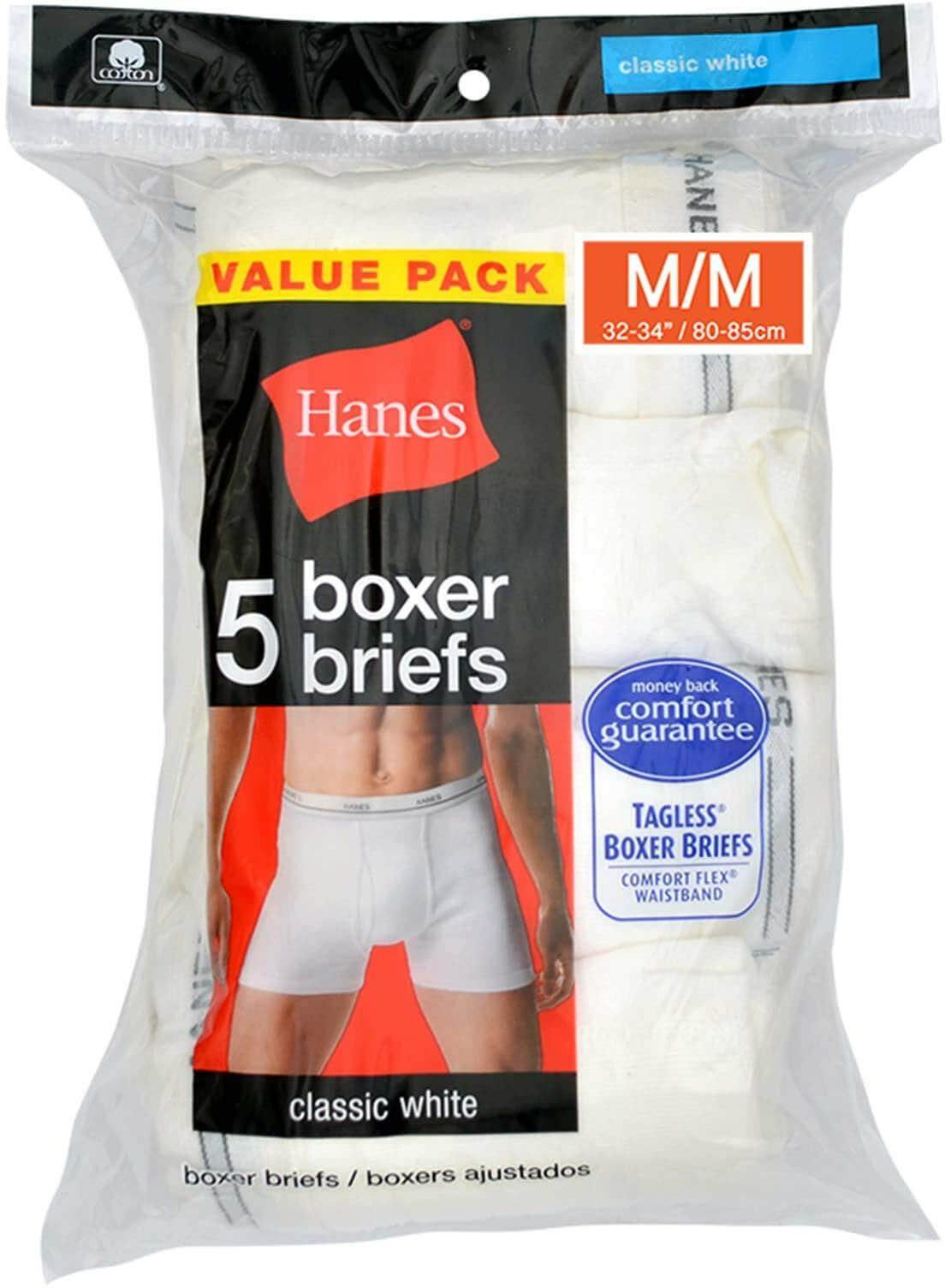 Hanes men white boxer briefs medium size &times; 5 pieces