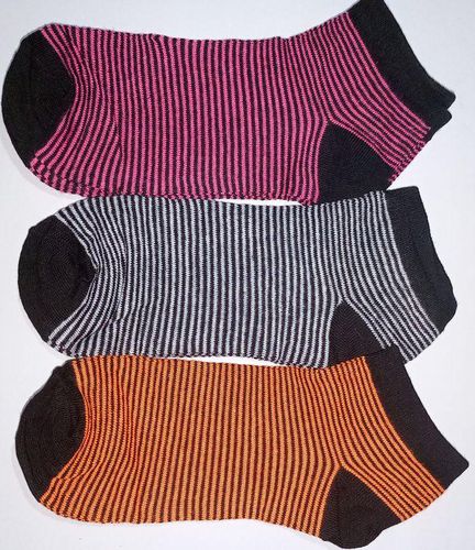 Fashion 3 Pairs Women's Ankle Socks Neon Colors Size 9 - 11 Small Stripes