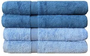4-Piece Egyptian Bath Towel Set Cyan/Blue 50 x 100centimeter