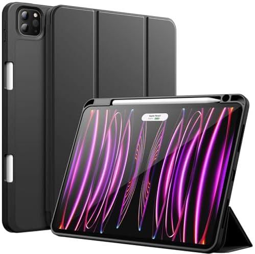 JETech Case for iPad Pro 11 Inch (2022/2021/2020 Model) with Pencil Holder, Support 2nd Pencil Charging, Slim Tablet Cover with Soft TPU Back, Auto Wake/Sleep (Black)