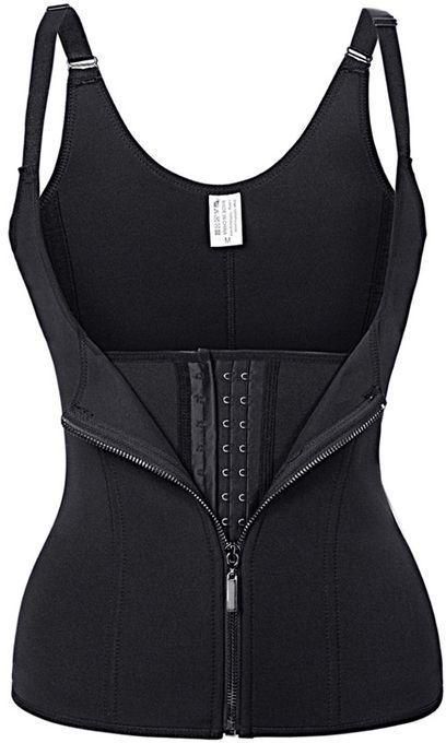 Generic Women Black Zipper Waist Trainer Corset Vest