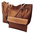 Generic Women Faux Leather 2 in 1 Brown Shoulder Messenger Bag Tote Purse Handbag Crossbody Satchel
