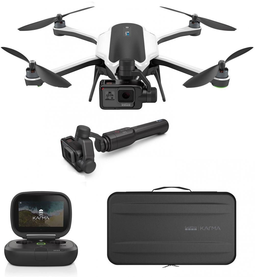 GoPro Karma Quadcopter White with GoPro Hero 5 Black with Karma Accessories - Grip Handle with Stabilizer, Controller, and Case