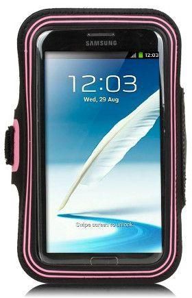 2-Line Samsung Galaxy Note 2 II N7100 Gym Waterproof Sports Armband Band Cover Pouch Case Included Calans Screen Protector -(Pink)