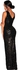 Sequined Front Slit Padded Black Maxi Gown, Medium
