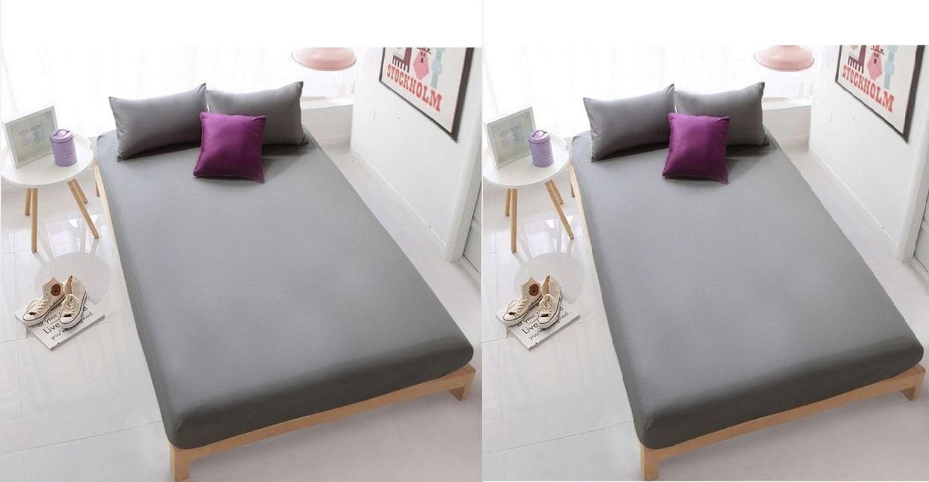 Protective Cotton Bed Sheet Set - 4 Pcs - Grey